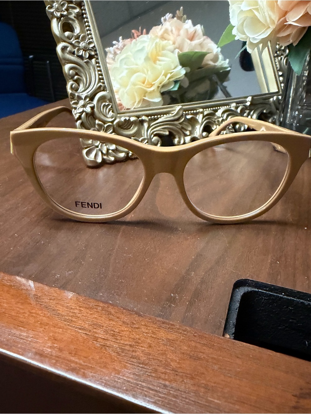Fendi Women's Round Frame Eyeglasses in Camel Tan